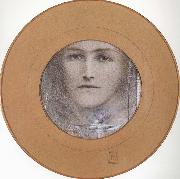 Fernand Khnopff Brown eyes and a Blue Flower oil painting artist